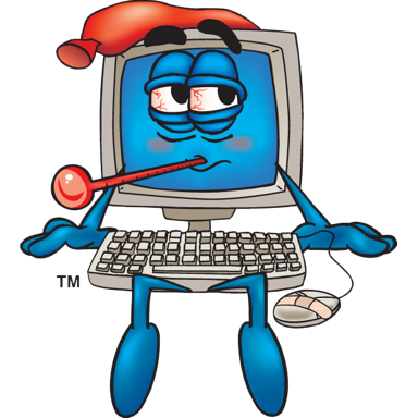TCS Repair sick computer mascot